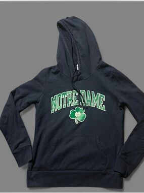 Notre Dame Navy Hooded Sweatshirt with Green Shamrock
